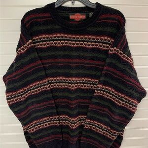 Stone Haven Ski Lodge Aztec Striped Knit Sweater Mens M 1980-90s Bohemian Retro